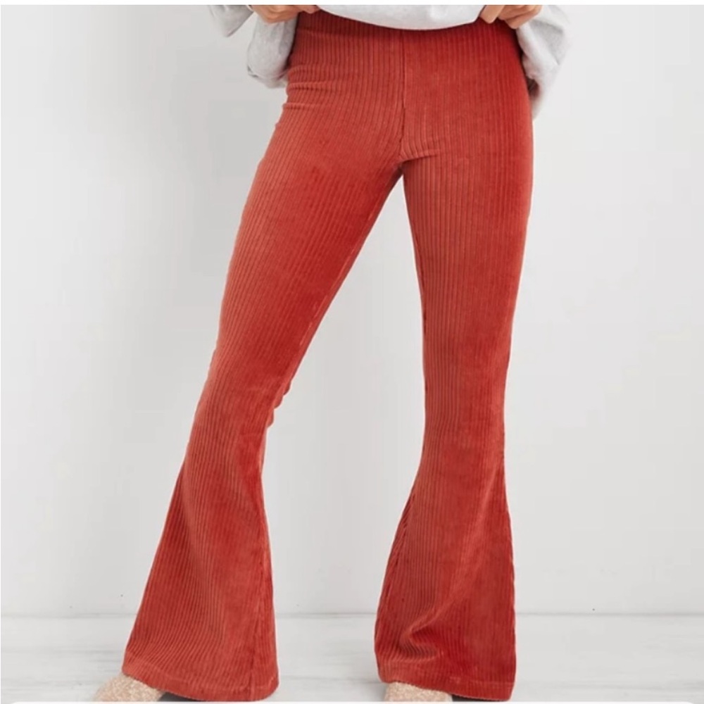 Aerie Flare Rusty Orange Cord Pants